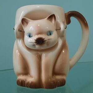 Vintage Sarsaparilla Deco Designs Siamese Cat Figural Mug 1984